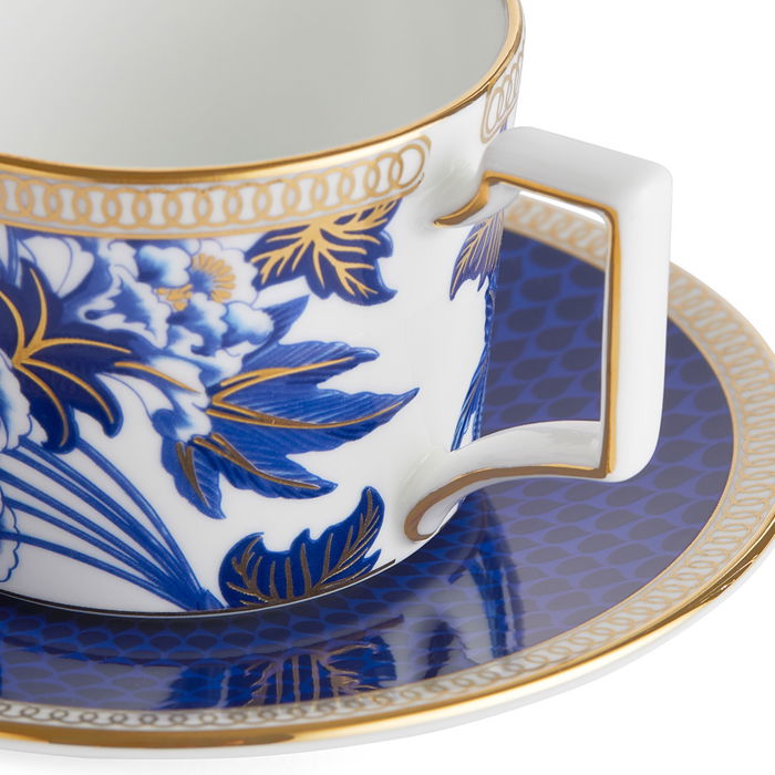Wedgwood Taza de Café con Plato 70 ml Hibiscus (2 Unidades) con Franjas de Oro de 22 Quilates Apta para Lavavajillas Wedgwood Taza de Café con Plato 70 ml Hibiscus (2 Unidades) con Franjas de Oro de 22 Quilates Apta para Lavavajillas
